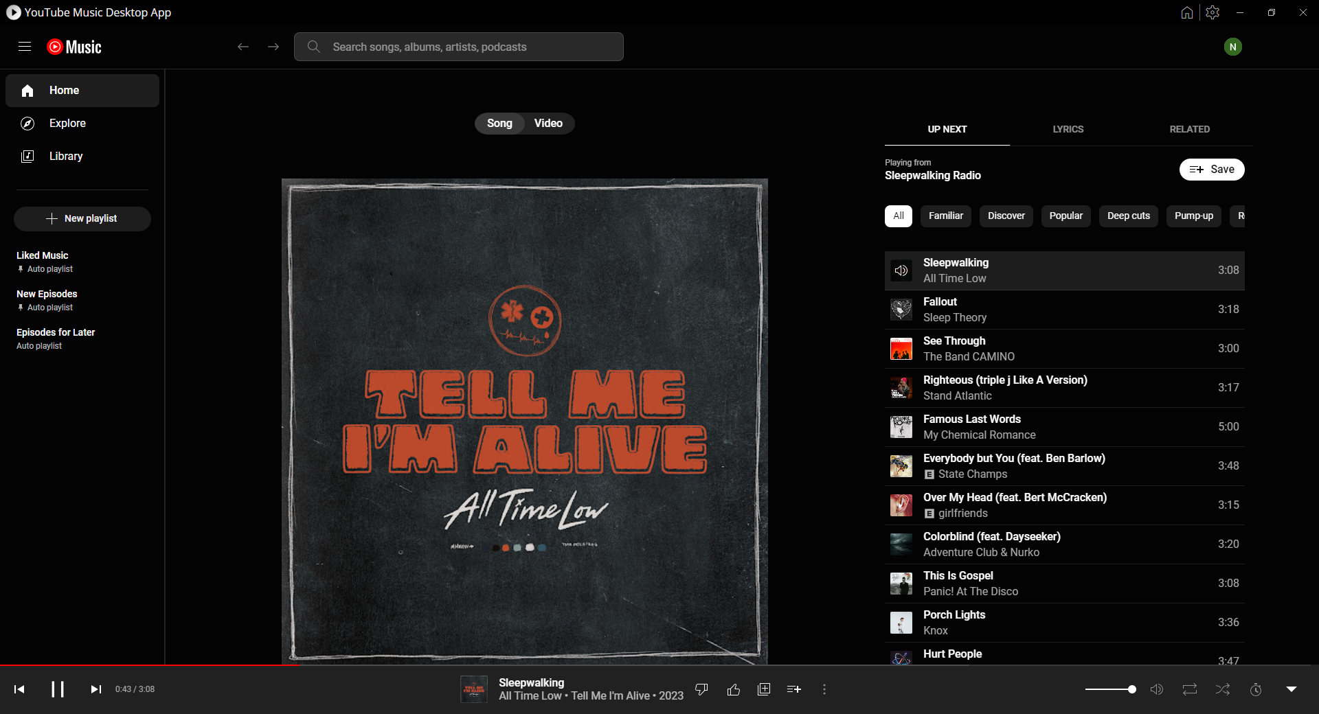 YouTube Music Desktop App 界面