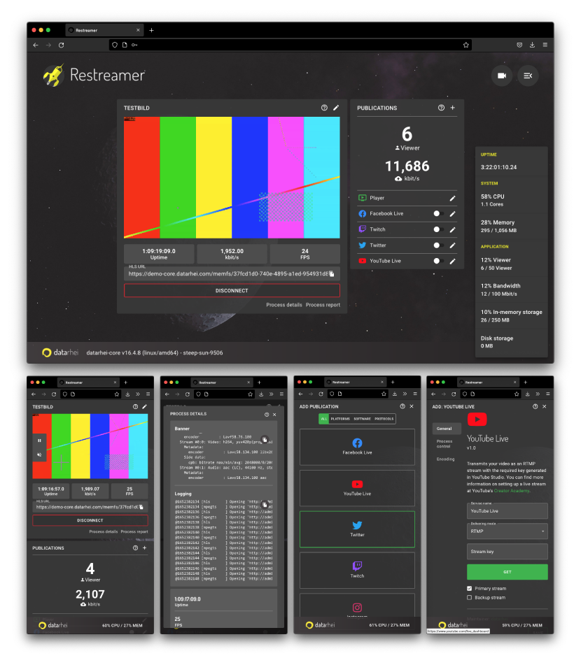 Restreamer用户界面展示