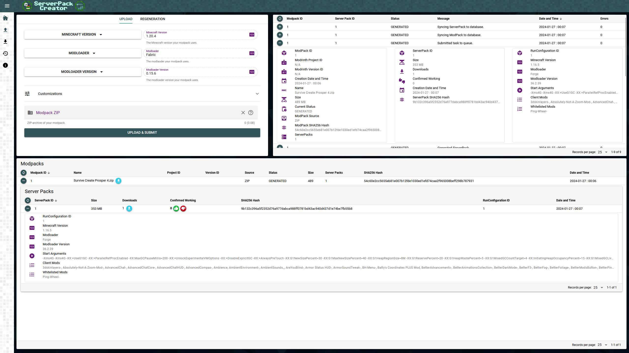 ServerPackCreator Web界面
