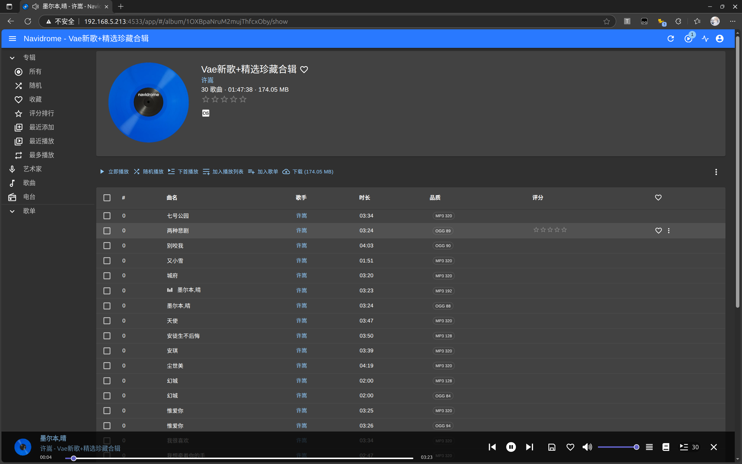 Navidrome界面