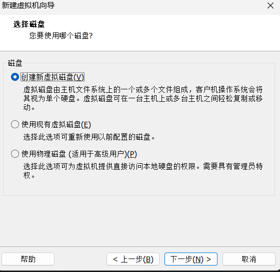 选择创建新虚拟磁盘