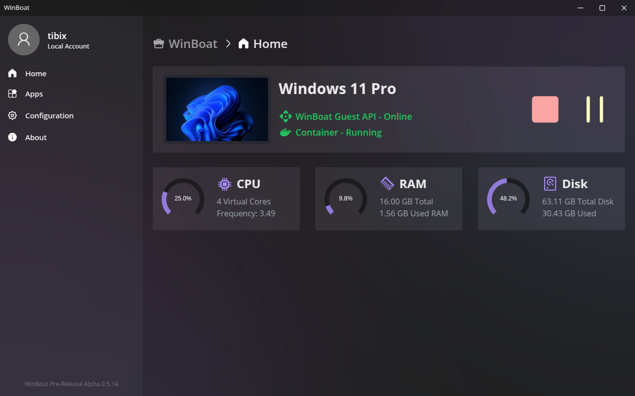 Winboat系统仪表盘