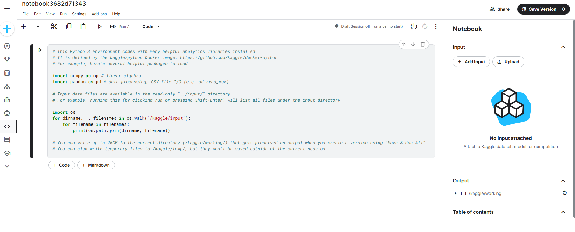 Kaggle notebook 文件系统结构图,展示 input/working/temp 的区别的截图