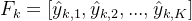 F_{k}=\\left [ \\hat{y}_{k,1}, \\hat{y}_{k,2},..., \\hat{y}_{k,K} \\right ]