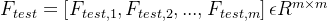 F_{test}=\\left [F_{test,1},F_{test,2},...,F_{test,m}\\right ]\\epsilon R ^{m\\times m}