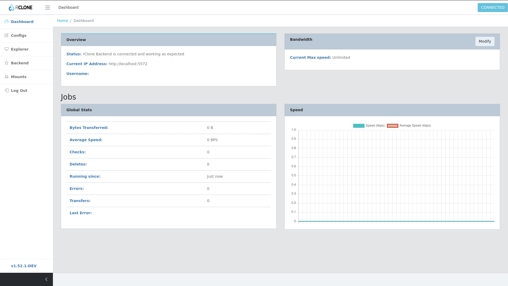 Rclone Web UI 主控面板展示云存储状态和系统信息