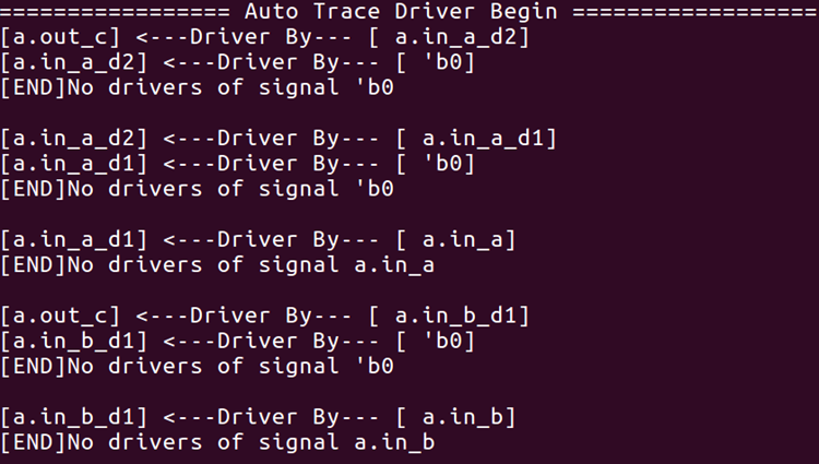 trace driver TCL脚本输出结果