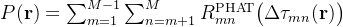 P(\\mathbf{r}) = \\sum_{m=1}^{M-1}\\sum_{n=m+1}^{M} R_{mn}^{\\mathrm{PHAT}}\\bigl(\\Delta\\tau_{mn}(\\mathbf{r})\\bigr)