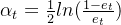 \\alpha _{t} = \\frac{1}{2}ln(\\frac{1-e_{t}}{e_{t}})