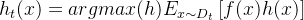 h_{t}(x) = argmax(h) E_{x\\sim D_{t}}\\left [ f(x)h(x) \\right ]