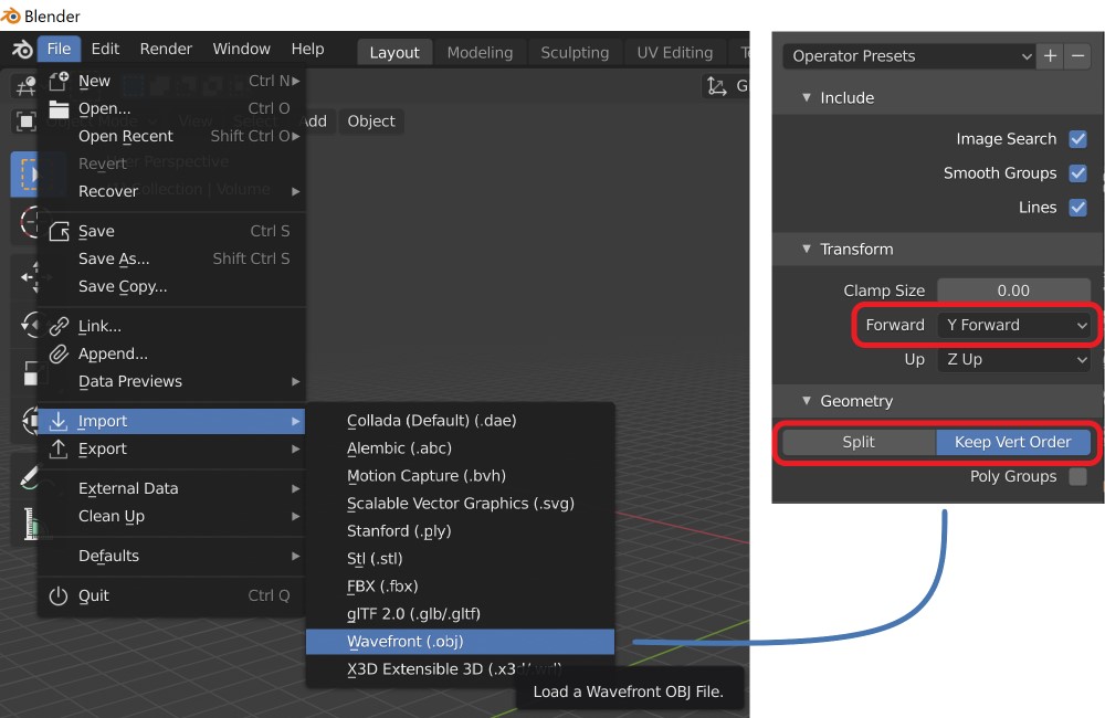 Blender导入OBJ格式文件