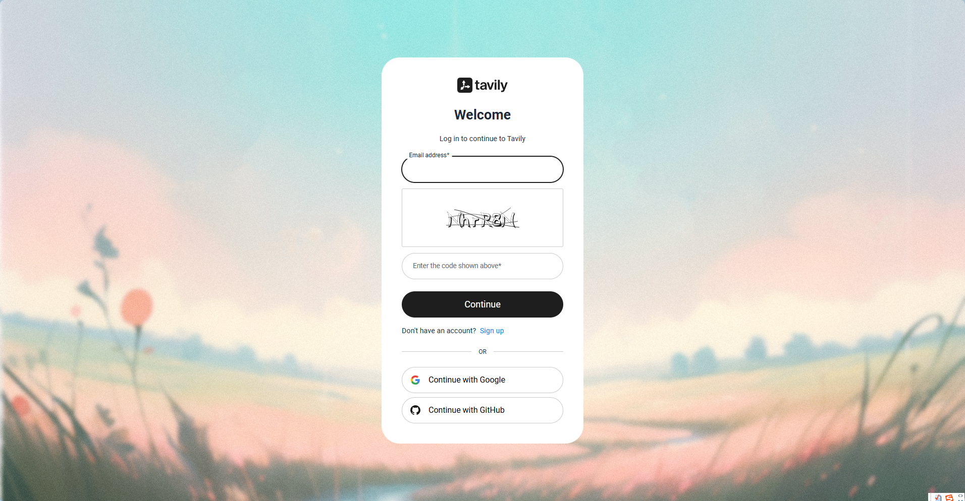 Tavily 登录界面