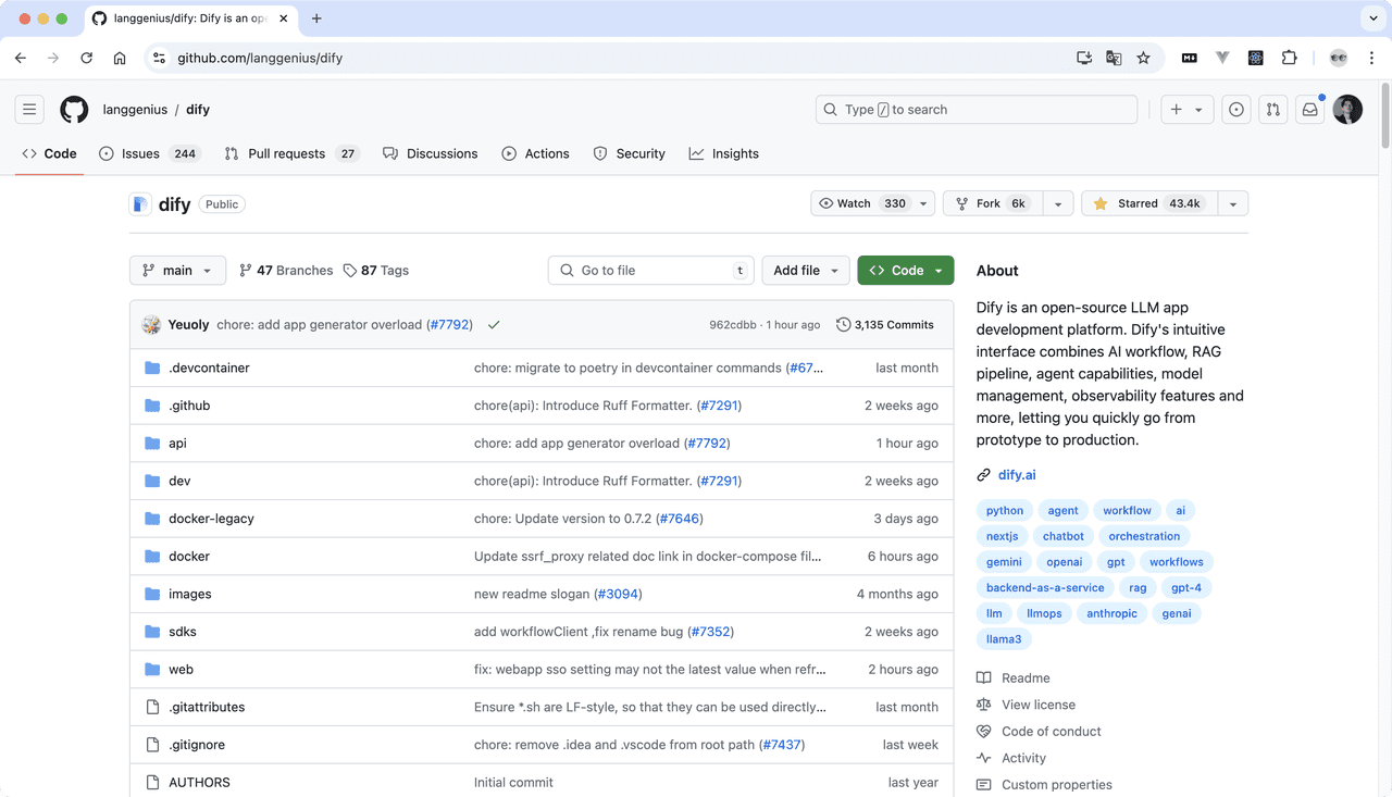 GitHub 开源 AI Agent 项目 Dify