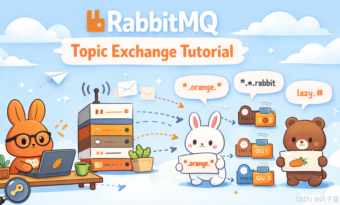Java-208 RabbitMQ Topic 主题交换器详解:routingKey/bindingKey 通配符与 Java 示例