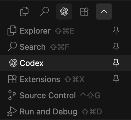 IDE 侧栏中的 Codex 图标