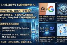 04月25日AI每日参考:谷歌豪掷400亿押注Anthropic,DeepSeek V4横空出世-171主机测评