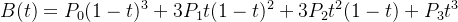 $ B(t) = P_0(1-t)^3 + 3P_1t(1-t)^2 + 3P_2t^2(1-t) + P_3t^3 $