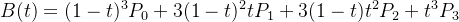 $B(t) = (1-t)^3 P_0 + 3(1-t)^2 t P_1 + 3(1-t) t^2 P_2 + t^3 P_3$