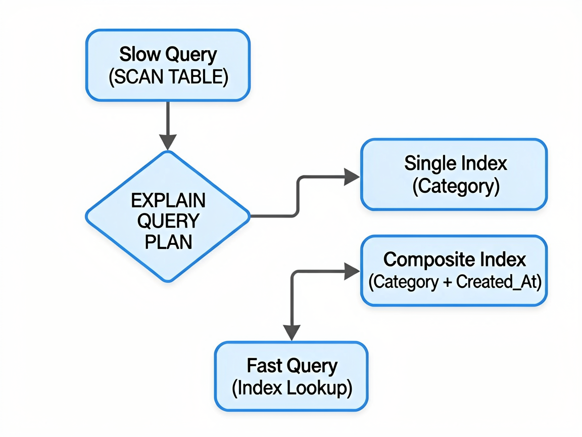 A Notion-style process diagram showing SQLite Inde