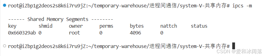 使用 ipcs -m 查看共享内存