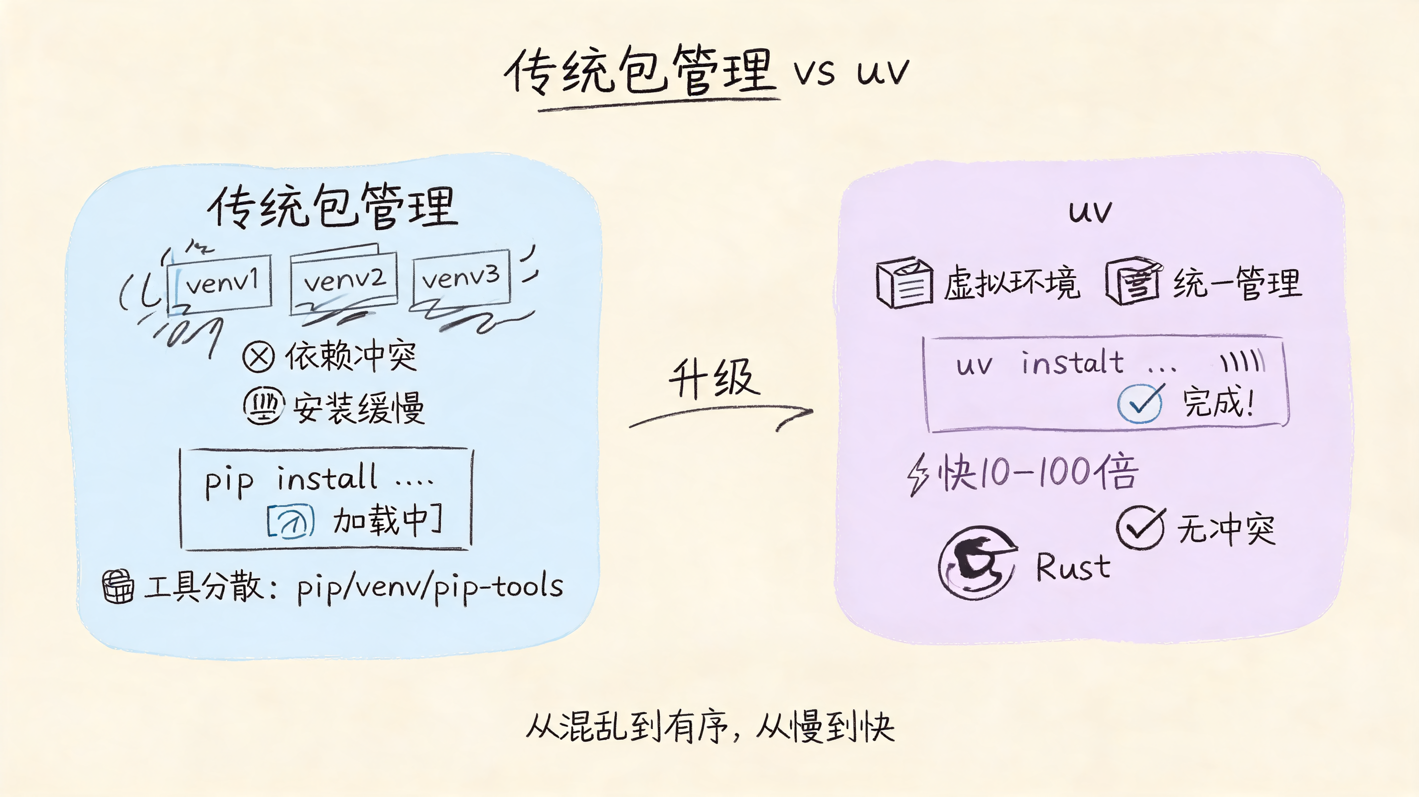传统包管理vs uv