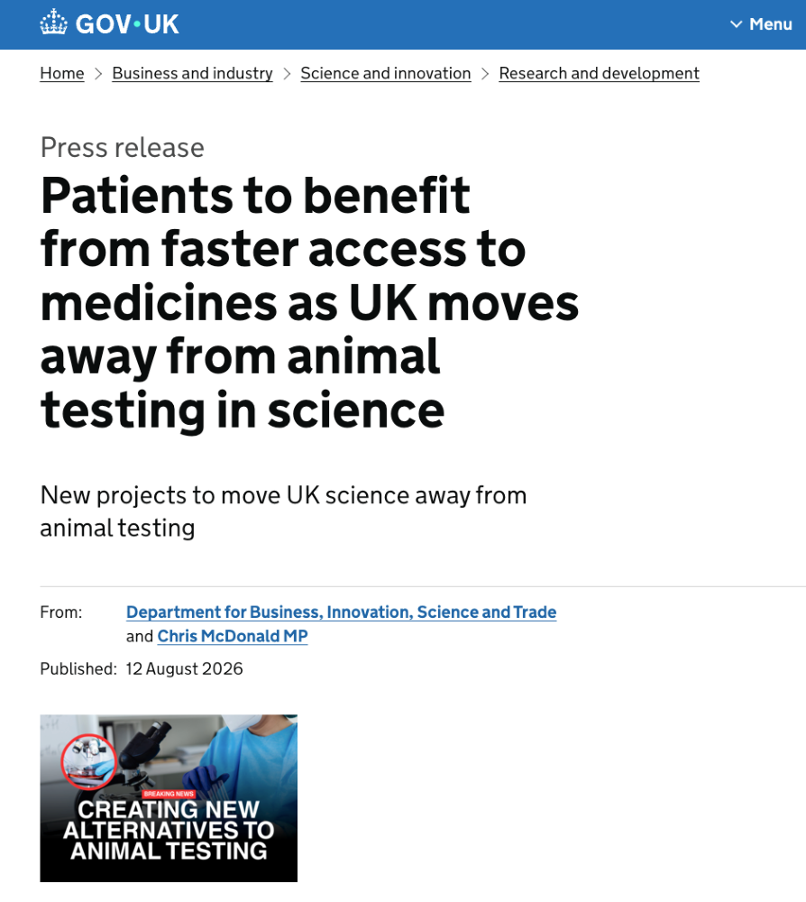 图2：英国持续投入人体相关模型与非动物方法研究