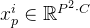 x_p^i \\in \\mathbb{R}^{P^2 \\cdot C}