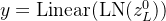 y = \\text{Linear}(\\text{LN}(z_L^0))