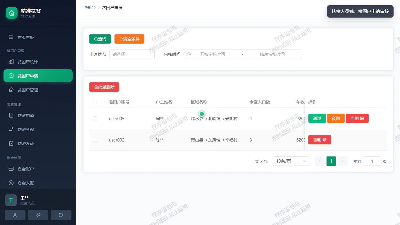 贫困户申请审核
