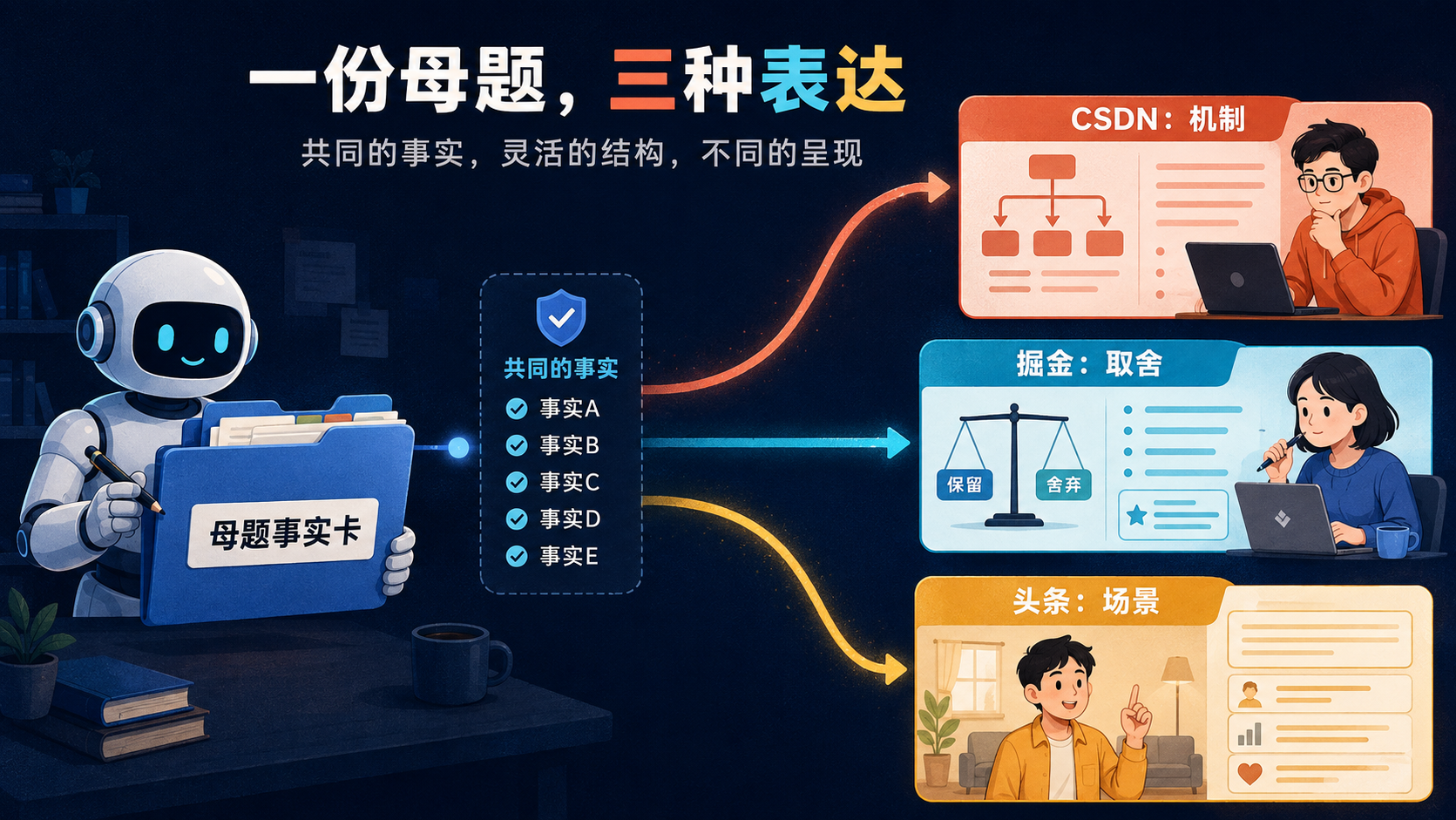 一份母题,三种平台表达