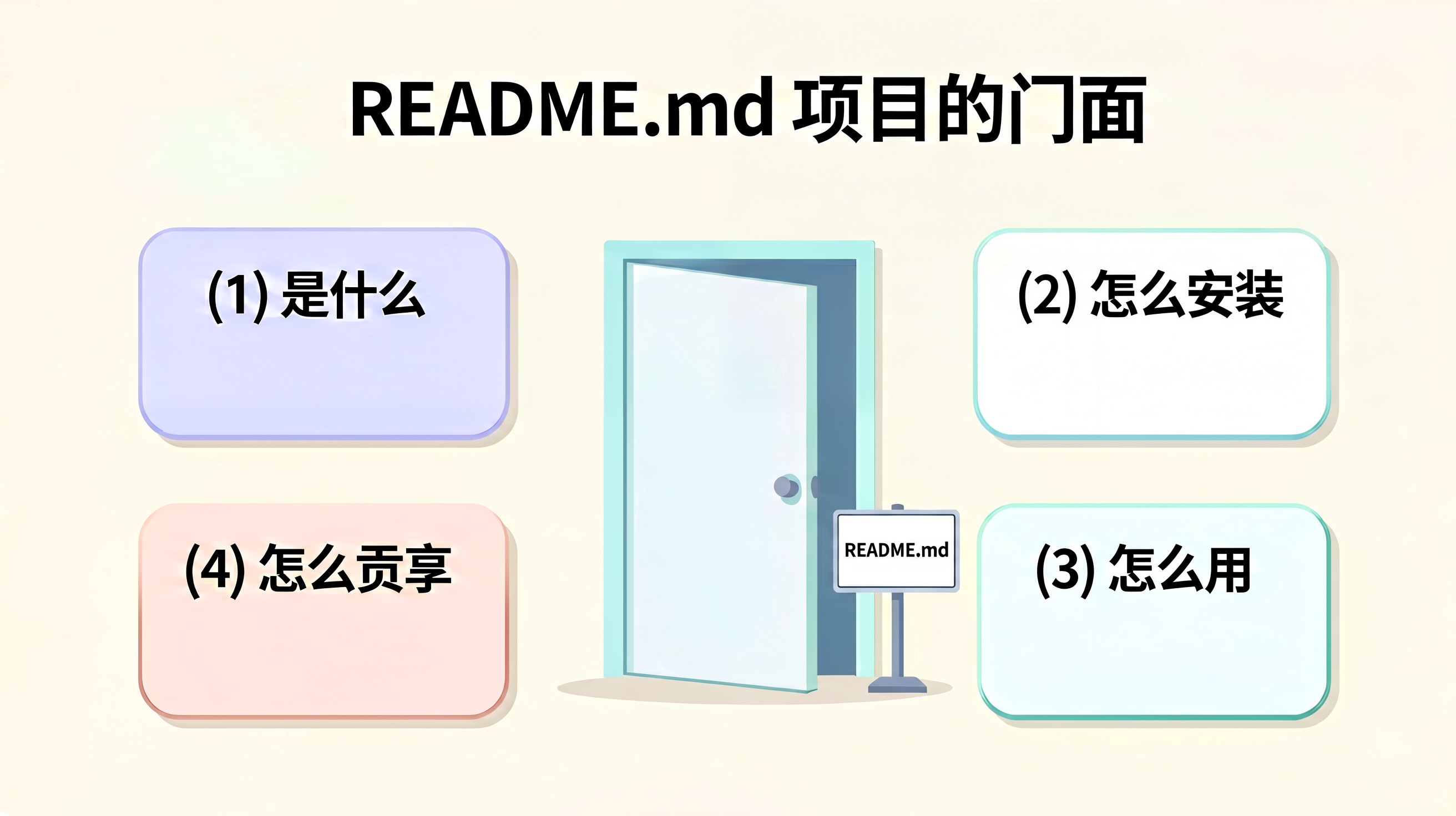 README.md 项目的门面——回答四个核心问题
