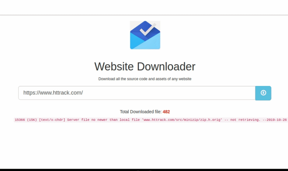 Website-downloader 整站下载界面演示,实时显示下载进度与文件统计
