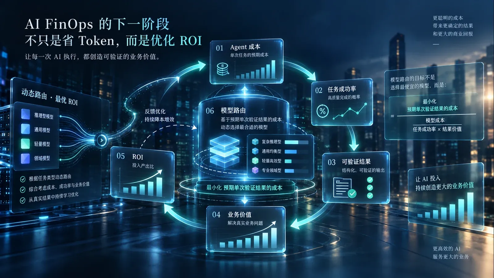 AI FinOps ROI 闭环：Agent Cost、Task Success Rate、Verified Outcome、Business Value、ROI 与 Model Routing