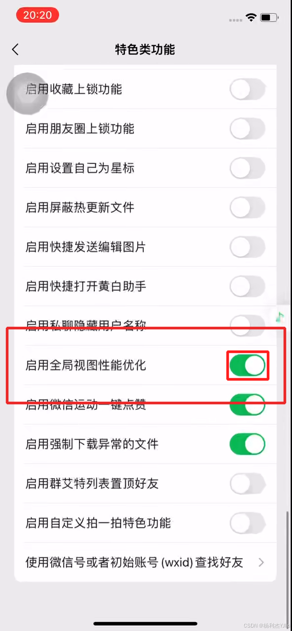 黄白助手 启用全局视图性能优化开关页面位置