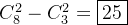 C_8^2-C_3^2=\\boxed{25}