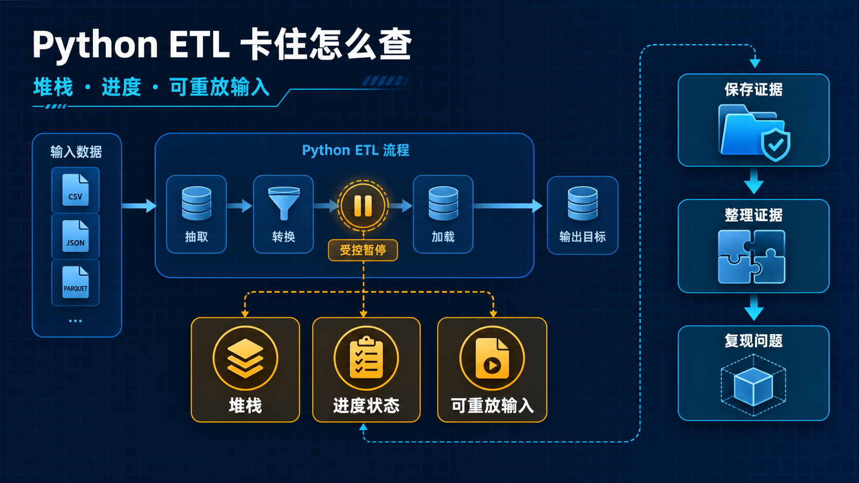 Python ETL 卡住排查信息图