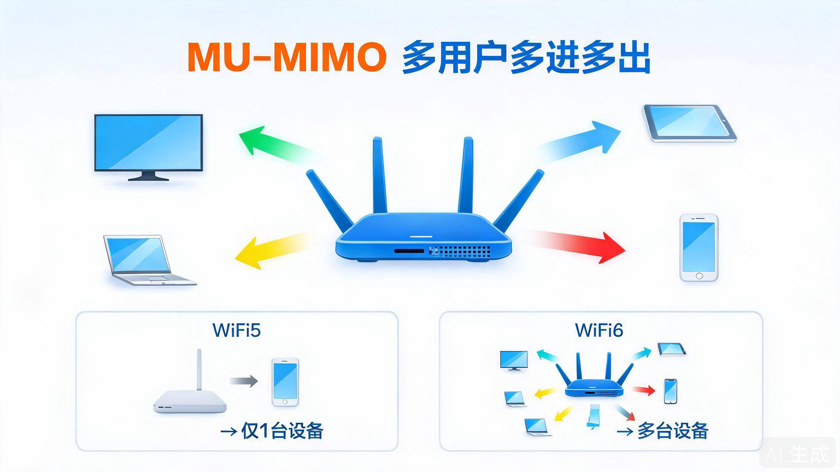 WiFi6的MU-MIMO原理:多天线同时服务多台设备