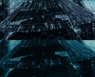 《美少女特攻队》原版场景（下）— Deforum 视频重制版（上）。GIF 分辨率和质量有所降低。