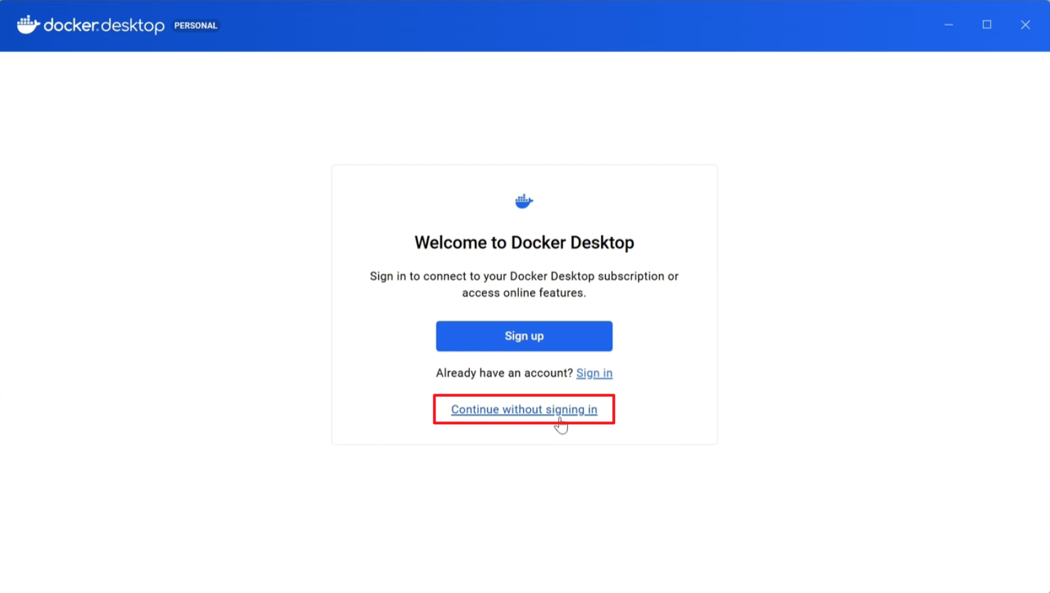 Docker欢迎界面