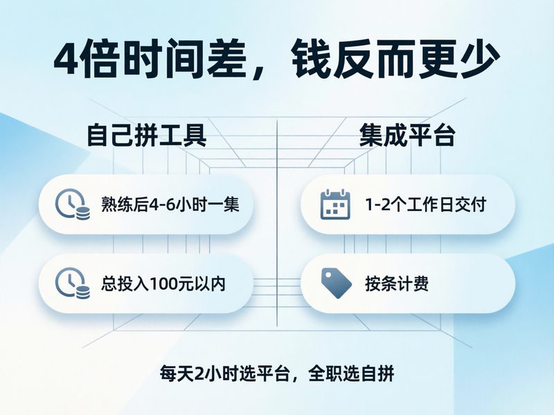 时间差4倍以上、金钱成本可能更低，第一次委托做片从沟通到拿到成片要过几步，是选定路径后要拆解的。