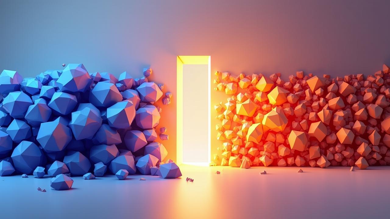 A conceptual abstract image showing two sequential