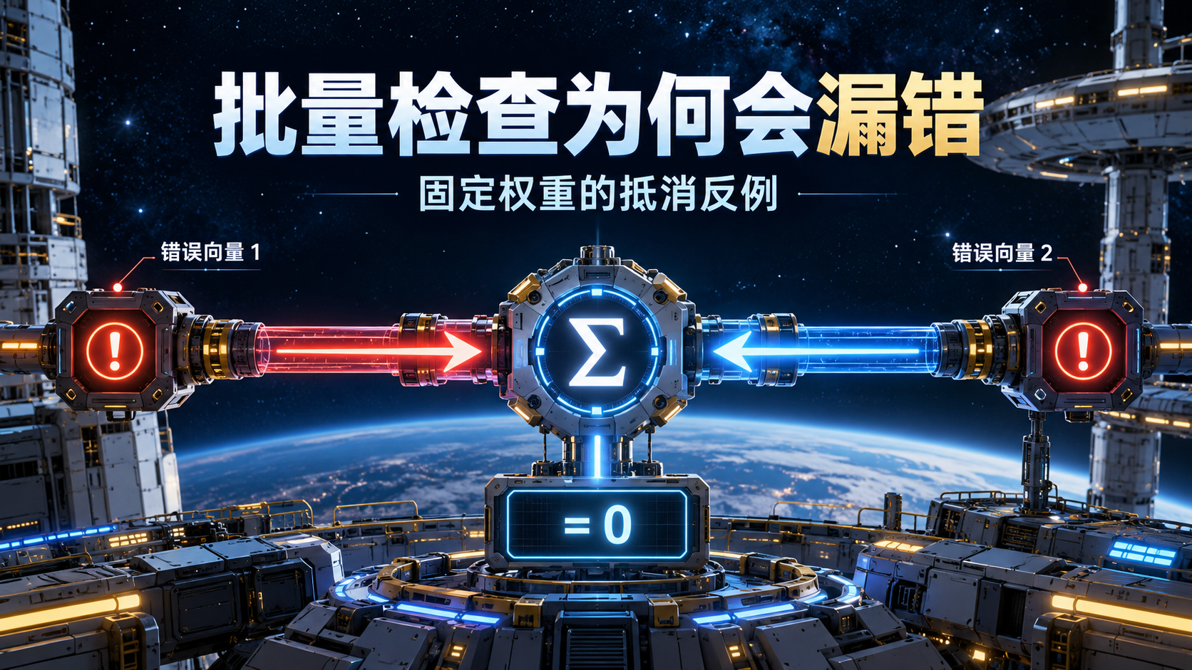两个错误在固定权重下抵消的反例示意